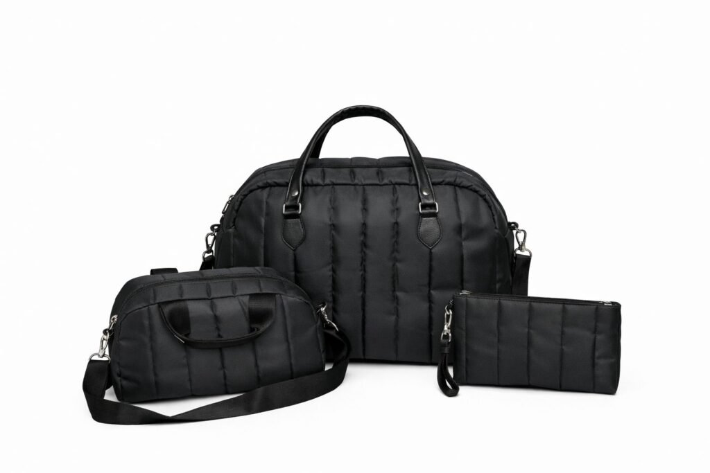 Combo puffer Negro tela de Avion